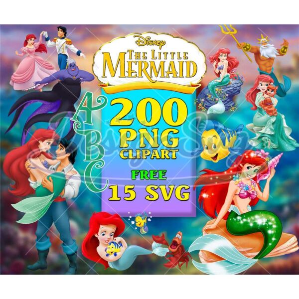 200-little-mermaid-clipart-png-ariel-png-princess-bundle-disney-cartoon-png-ariel-embroidery