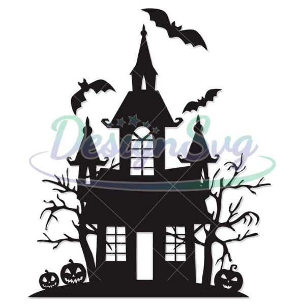 halloween-haunted-house-silhouette