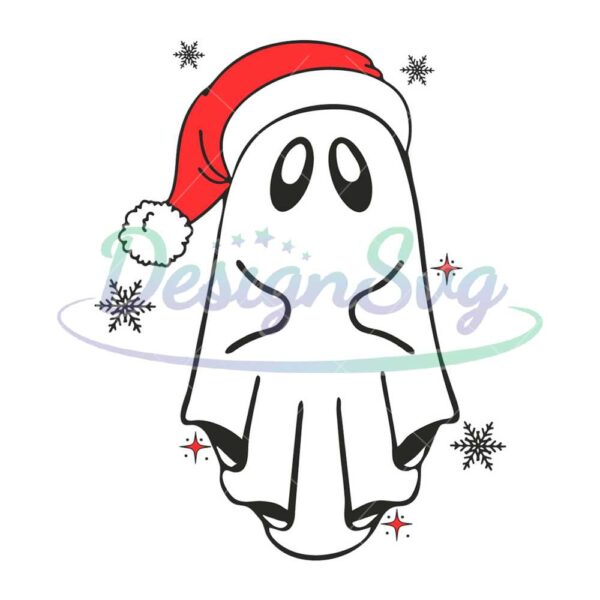 ghost-wear-santa-hat-svg-ghost-christmas-hat-svg-ghost-merry-christmas-svg-ghost-christmas-decor-christmas-party-svg