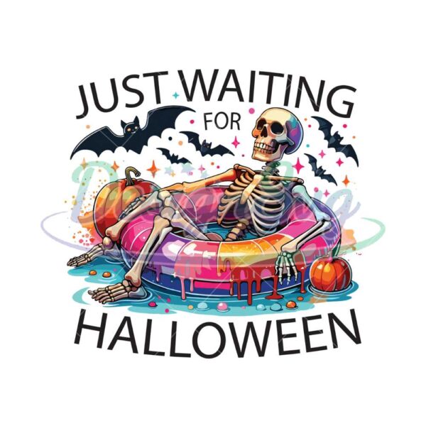 just-waiting-for-halloween-png-cute-summerween-clipart-spooky-summer-halloween-sublimation-design-skeleton-dtf-shirt-design-tumbler-wrap