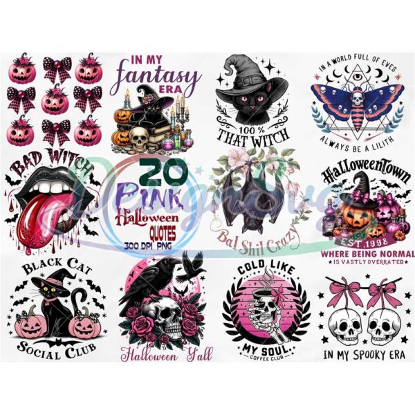 pink-halloween-quotes-clipart-png-bundle