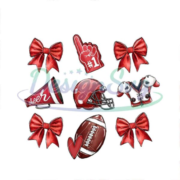 red-football-design-png-retro-football-design-football-game-day-png-cheer-football-coquette-bows-png-sublimation-digital-design