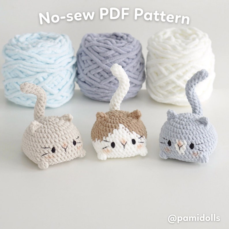 No-sew 3in1 Cat Bun Cat Loaf Amigurumi Crochet Pattern Bundle 1