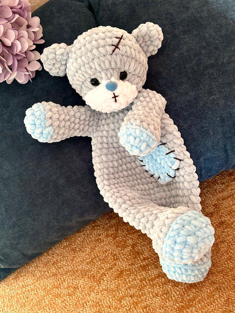 Crochet bear snuggler pattern Bear lovey pattern for kids Amigurumi bear cuddle toy pattern 6
