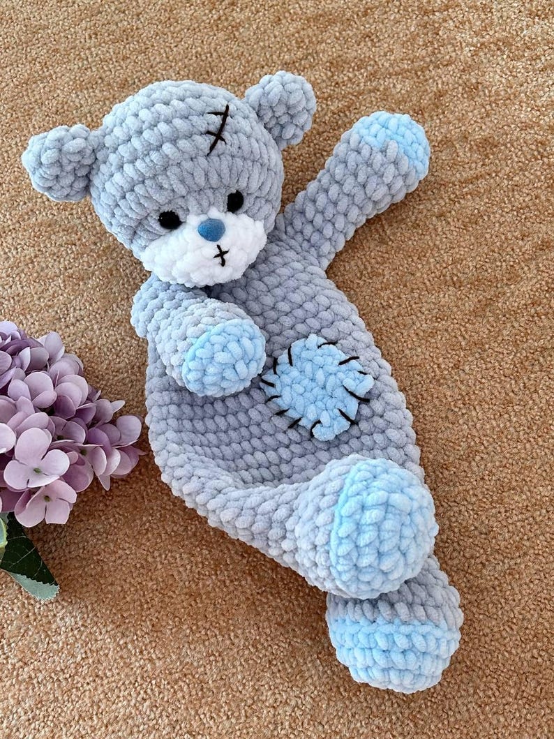 Crochet bear snuggler pattern Bear lovey pattern for kids Amigurumi bear cuddle toy pattern 4