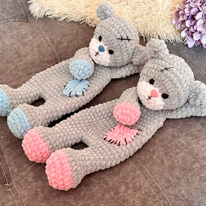 Crochet bear snuggler pattern Bear lovey pattern for kids Amigurumi bear cuddle toy pattern 3