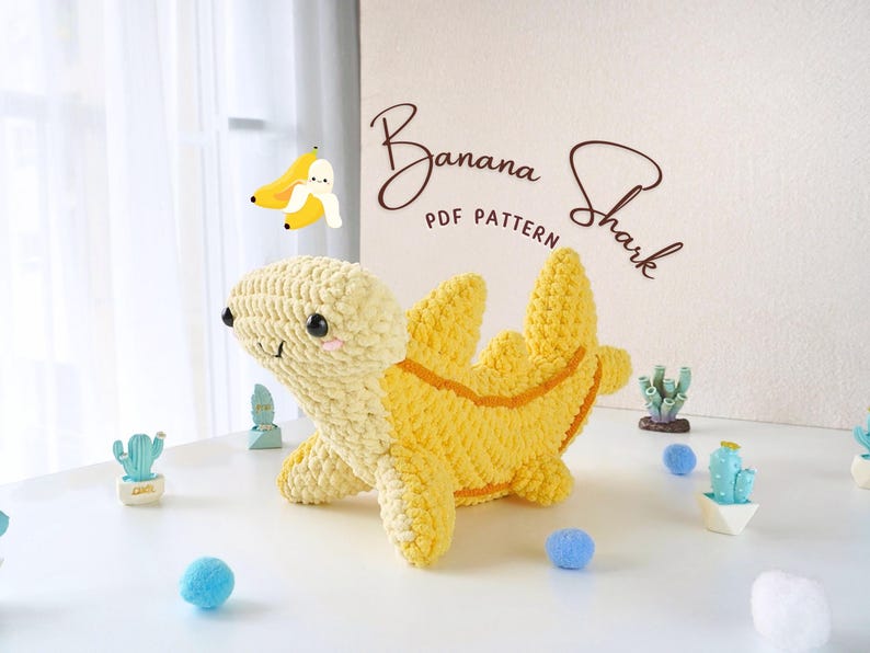 Banana Shark Crochet Pattern, Baby Shark Crochet Pattern, Shark Amigurumi Crochet, Amigurumi Crochet Patterns 1