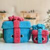Bundle: Big and Mini Christmas Present Crochet Pattern, Plush Presents with Removable Lid