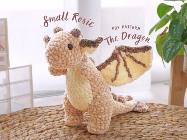 Small Rosie The Dragon Crochet Pattern, Amigurumi Crochet Pattern, Handmade Amigurumi Crochet Pattern