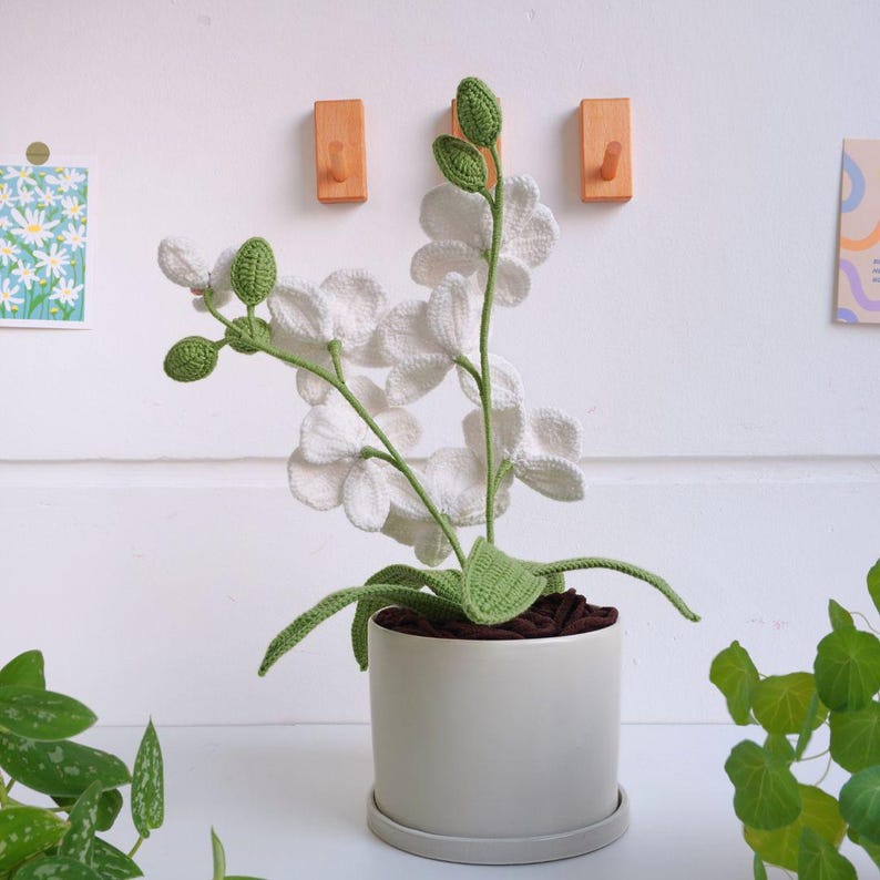 Orchid Crochet Pattern, Flower Crochet Patterns, Crochet Home Decor, Flower Basket Crochet Pattern 6