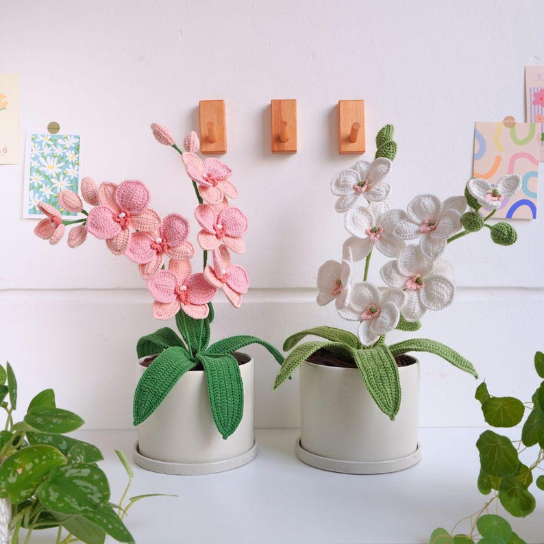 Orchid Crochet Pattern, Flower Crochet Patterns, Crochet Home Decor, Flower Basket Crochet Pattern 3