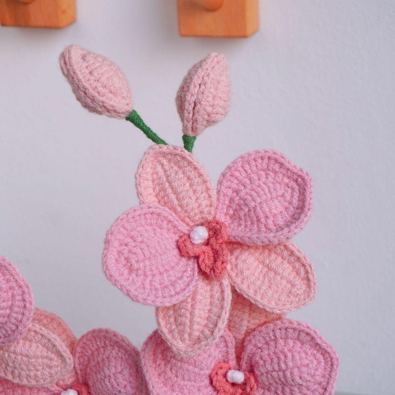 Orchid Crochet Pattern, Flower Crochet Patterns, Crochet Home Decor, Flower Basket Crochet Pattern 7