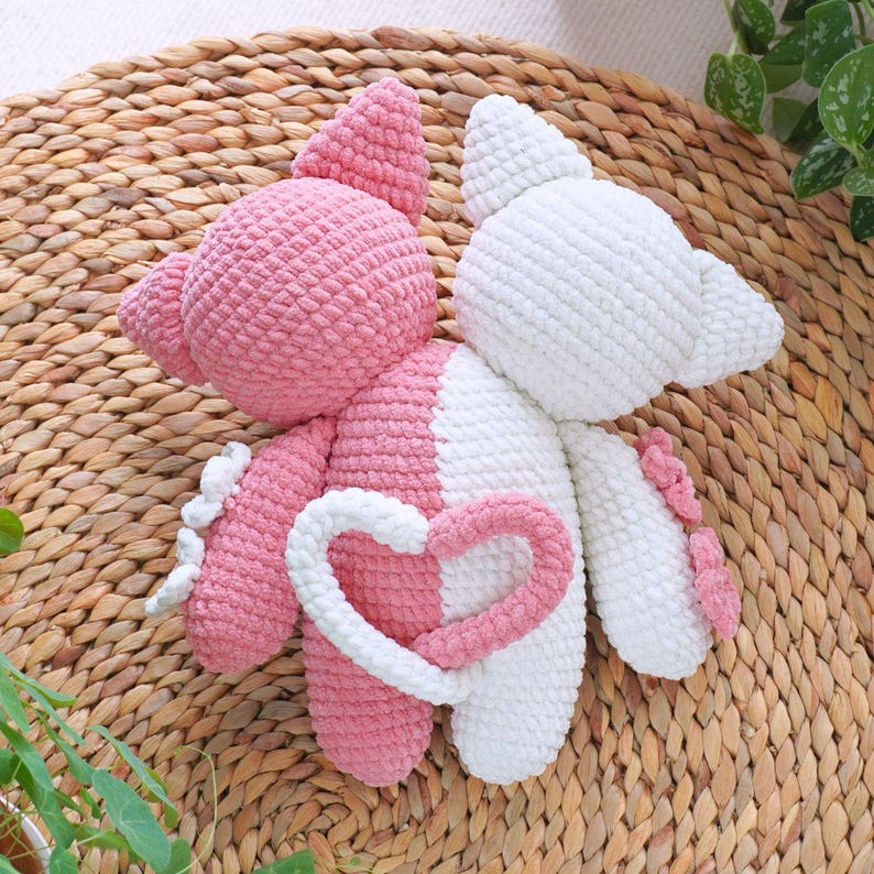 Valentine Hug Cats Crochet Pattern, Cat Amigurumi Crochet Pattern 7