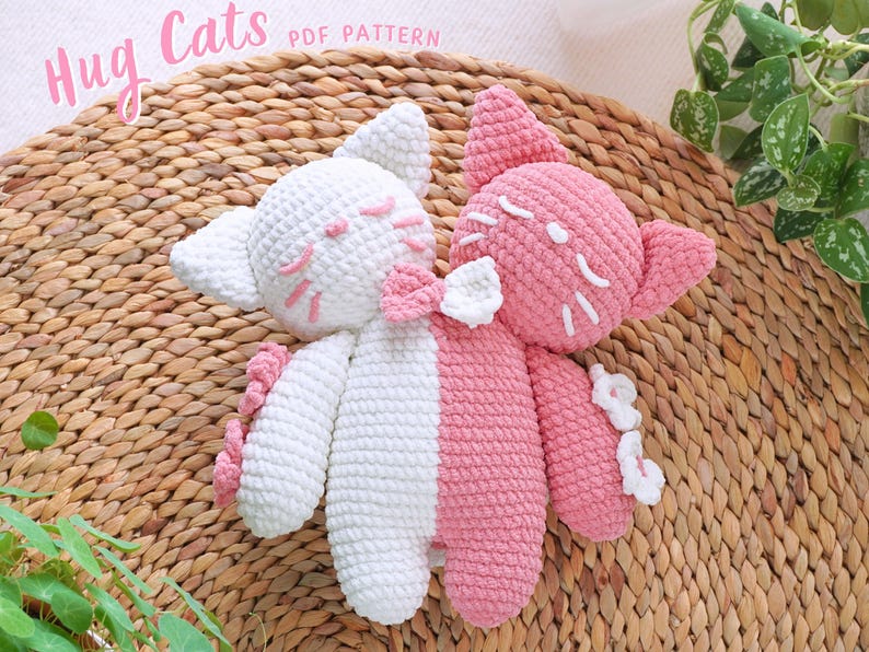 Valentine Hug Cats Crochet Pattern, Cat Amigurumi Crochet Pattern 1
