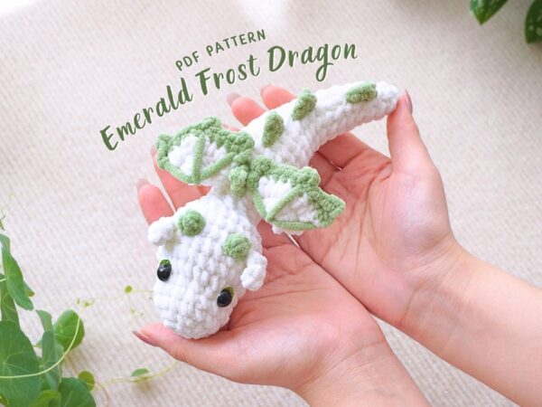 Emerald Frost Dragon Crochet Pattern, Amigurumi Crochet Pattern